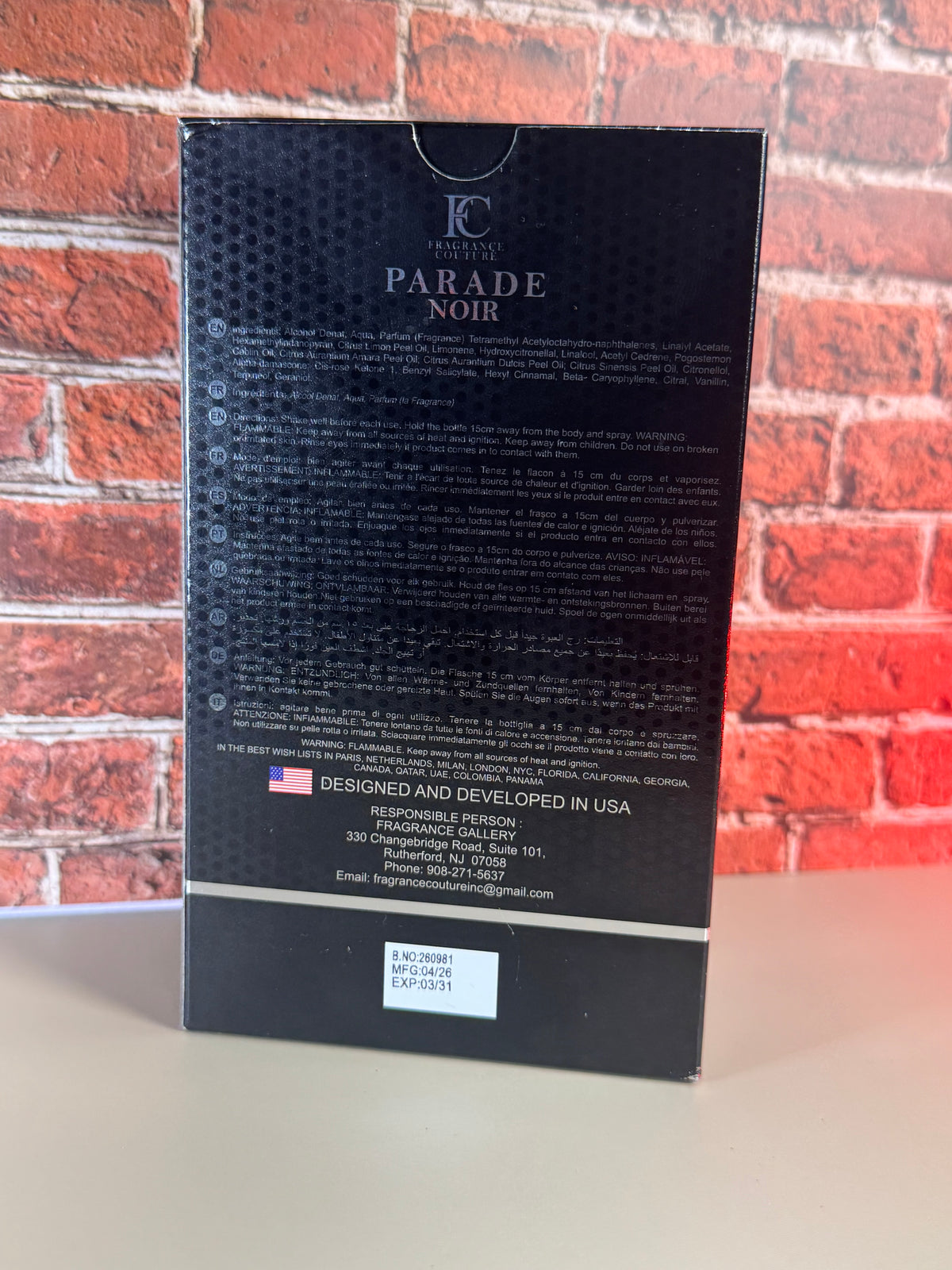Parade Noir For Men Eau De Parfum by Fragrance Couture - 3.4 fl oz / 100 ml